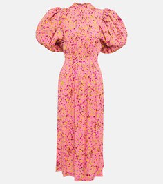 Платье миди с цветочным принтом ROTATE BIRGER CHRISTENSEN, розовый