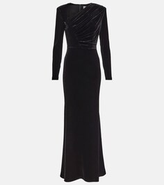 Асимметричное бархатное платье ROLAND MOURET, черный