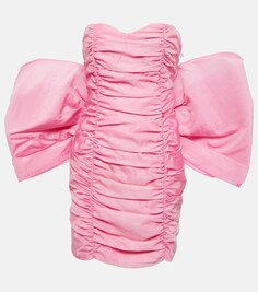 Атласное мини-платье с бантом ROTATE BIRGER CHRISTENSEN, розовый