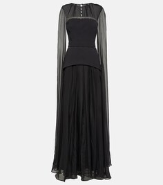 Платье Gloria из шелка и крепа SAFIYAA, черный