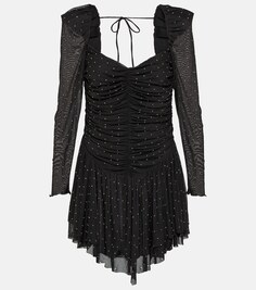 Мини-платье из тюля с оборками ROTATE BIRGER CHRISTENSEN, черный