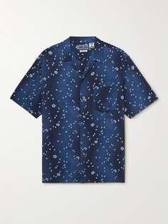 Рубашка из крепа с принтом Camp-Collar BLUE BLUE JAPAN, нави