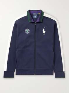 Спортивная куртка из джерси с сетчатой отделкой и аппликацией Wimbledon Slim-Fit POLO RALPH LAUREN, нави