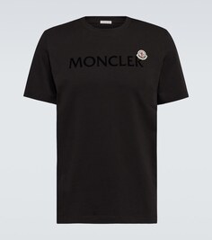 Футболка из хлопкового джерси с логотипом Moncler, черный