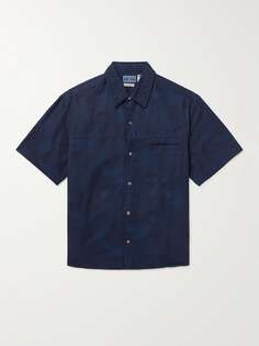 Хлопково-жаккардовая рубашка BLUE BLUE JAPAN, индиго