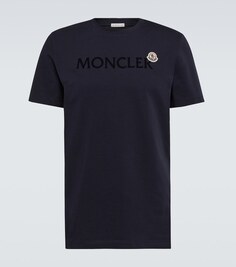 Футболка из хлопкового джерси с логотипом Moncler, синий