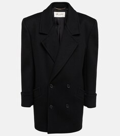 Двубортное шерстяное пальто SAINT LAURENT, черный