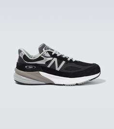 Замшевые низкие кеды 990v6 New Balance, черный