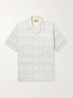 Рубашка из льна Madras в клетку с воротником-стойкой Original Madras, белый