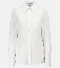 Рубашка из хлопка и льна SAINT LAURENT, белый