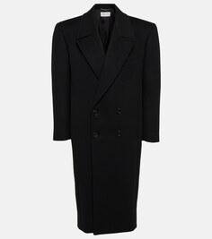 Двубортное кашемировое пальто SAINT LAURENT, черный