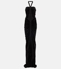 Платье макси из джерси с драпировкой SAINT LAURENT, черный