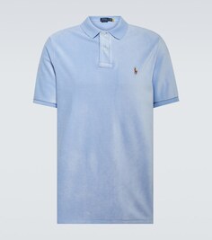 Бархатная рубашка-поло из смесового хлопка Polo Ralph Lauren, синий