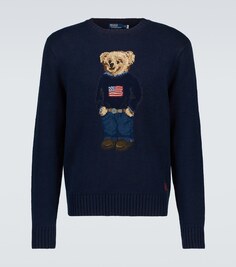 Свитер с круглым вырезом из смесового хлопка Polo Ralph Lauren, синий