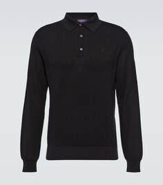 Рубашка-поло из шелка и хлопка Ralph Lauren Purple Label, черный