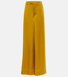 Широкие креповые брюки с высокой посадкой SAINT LAURENT, желтый