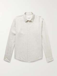 Полосатая льняная рубашка CLUB MONACO, белый