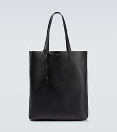 Яркая кожаная сумка-тоут Saint Laurent, черный