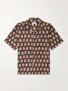 Хлопковая рубашка с дорожным принтом UNIVERSAL WORKS, коричневый