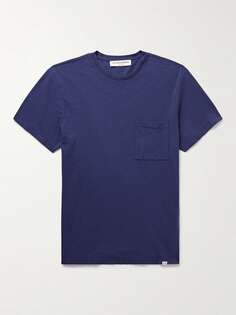 OB Классическая футболка из хлопкового джерси, окрашенная в готовом виде ORLEBAR BROWN, синий