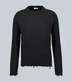 Уничтоженный вязаный свитер Saint Laurent, черный