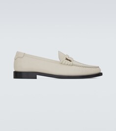 Кожаные мокасины Le Loafer Saint Laurent, белый