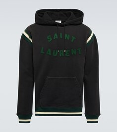 Худи из хлопкового джерси с логотипом Saint Laurent, черный