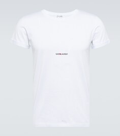 Хлопковая футболка с фирменным логотипом Saint Laurent, белый