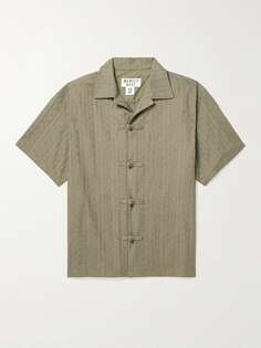 Рубашка с воротником-стойкой и кружевной отделкой из хлопка и вуали Merely Made, зеленый