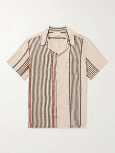 Полосатая льняная рубашка Havana Camp-Collar OLIVER SPENCER, бежевый