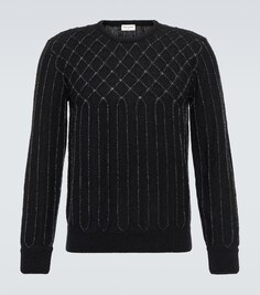 Мохеровый свитер с рисунком из смесовой шерсти Saint Laurent, черный