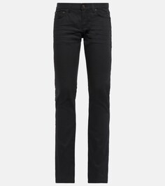 Узкие джинсы с низкой посадкой SAINT LAURENT, черный