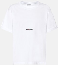 Хлопковая футболка с логотипом SAINT LAURENT, белый
