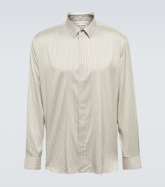 Шелковая рубашка в полоску Saint Laurent, серый