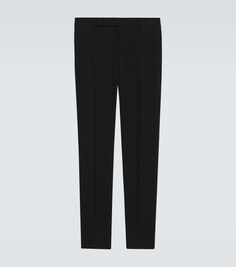 Узкие брюки из шерстяного габардина Saint Laurent, черный