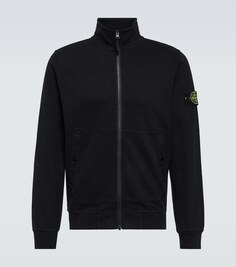 Хлопковая толстовка на молнии с нашивкой-логотипом Stone Island, черный
