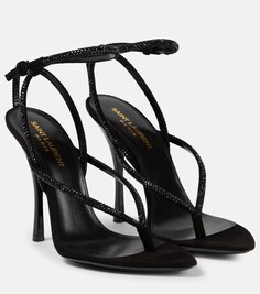 Декорированные замшевые сандалии Nadja Saint Laurent, черный
