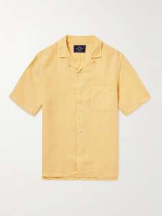 Льняная рубашка с воротником-стойкой PORTUGUESE FLANNEL, желтый