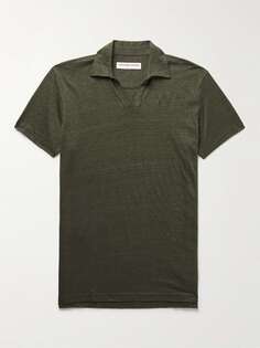 Рубашка поло Felix Slim-Fit из льняного джерси ORLEBAR BROWN, зеленый