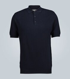 Трикотажная рубашка-поло из хлопка Sunspel, синий