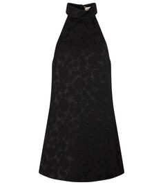 Стеганое мини-платье с цветочным принтом SAINT LAURENT, черный