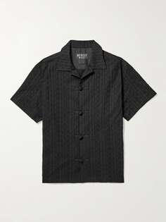Рубашка с воротником-стойкой и кружевной отделкой из хлопка и вуали Merely Made, черный