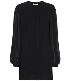 Мини-платье из крепа со складками SAINT LAURENT, черный
