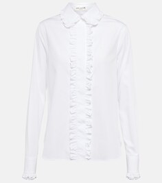Рубашка из хлопка с оборками SAINT LAURENT, белый