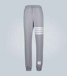 Хлопковые спортивные штаны с полосками 4-Bar Thom Browne, серый