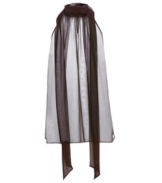 Блузка из прозрачного шелка SAINT LAURENT, коричневый
