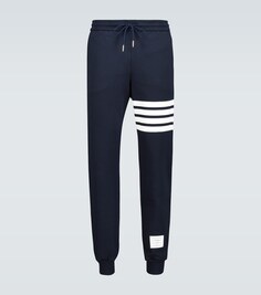 Хлопковые спортивные штаны с полосками 4-Bar Thom Browne, синий