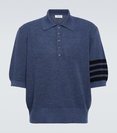 Рубашка-поло 4-Bar из шерсти Thom Browne, синий