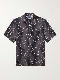 Рубашка из крепа с принтом Camp-Collar BLUE BLUE JAPAN, серый