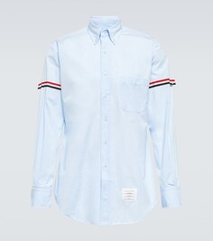 Рубашка из хлопкового поплина с нарукавной повязкой Thom Browne, синий